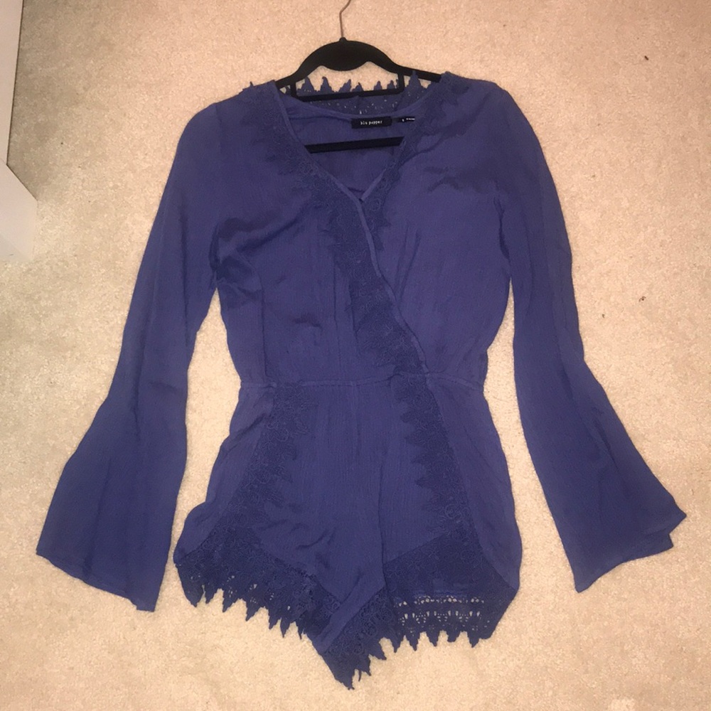 Blue lace romper